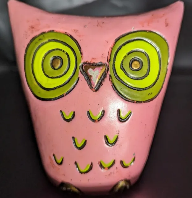 Fitz and Floyd Paper Mache Pink Owl Bank