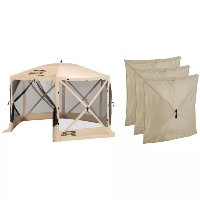 Clam Quick Set Escape Portable Canopy Shelter + Wind & Sun Panels (3 pack)