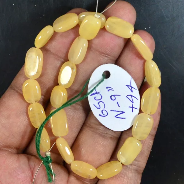 Natural Yellow Aventurine Plain Polished Oval Beads (Mani) 9 inch Line