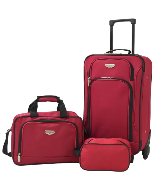 3 Piece Checked Luggage Set Euro Carry-on Bag Trolley Suitcase Starter Travel