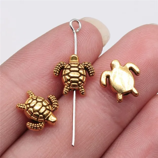 Cute Tortoise Animal Small Hole Beads For Jewelry Making DIY Crafts 20pc 10x10mm