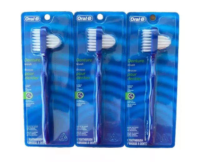 3 Pack ORAL B Denture Brush Dual Head. FREE SHIPPING