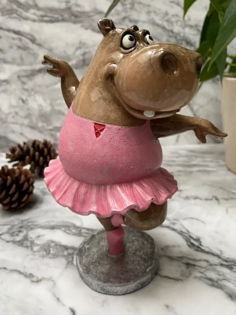 Comical Hippo Ballerina Figurine Novelty Statue Ornament New & Boxed 18cm