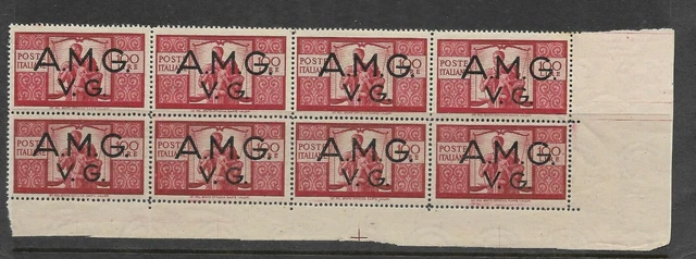 Italy A.M.G. V.G. Scott #1LN13 mint never hinged strip of 8, Venezia Giulia Occu