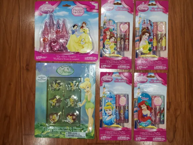 Disney Princess Lip Gloss Kits, Cinderella, Belle, Ariel, Snow White, Tinkerbell