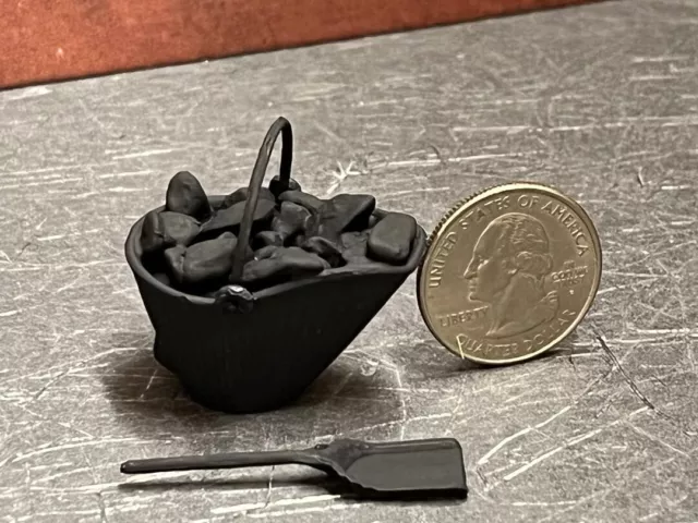 Dollhouse Miniature Coal Scuttle Bucket & Shovel 1:12 scale C11 Dollys Gallery