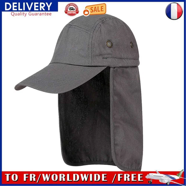 Unisex Fish Hat Sun Visor Cap Sun Protect with Ear Neck Cover (Dark Grey)
