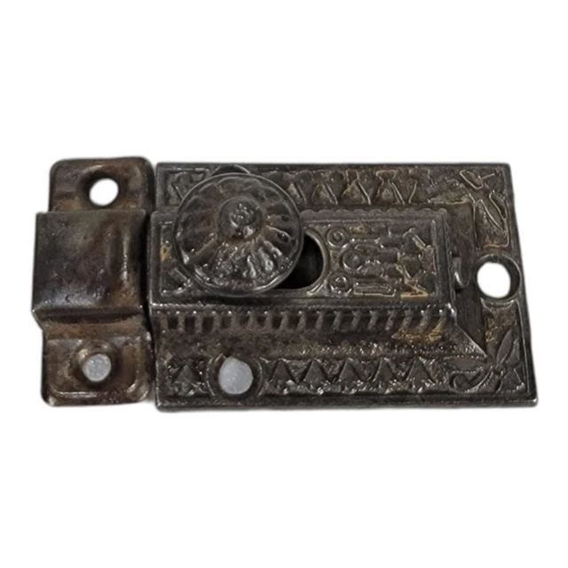 Antique Ornate Eastlake Cast Iron Cabinet Cupboard Latch Catch - 1890's