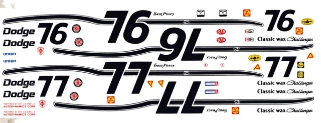 thumbnail image 2 of TRACKSIDE Racing Decal – SRT8 Dodge Challenger Stripes, 1/24th – 1/25th Scale Model Waterslide Decals, Made In USA, Srt8-24 2 of 4