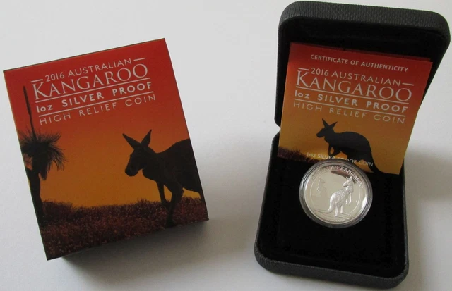 Australia 1 Dollar 2016 Australian Kangaroo High Relief 1 Oz Silver