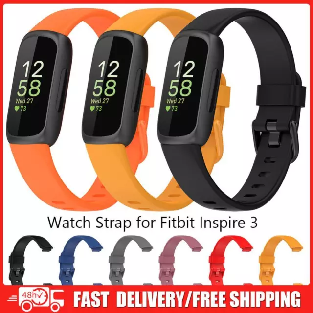 Soft Silicone Watch Wrist Strap Metal Buckle Waterproof for Fitbit Inspire 3