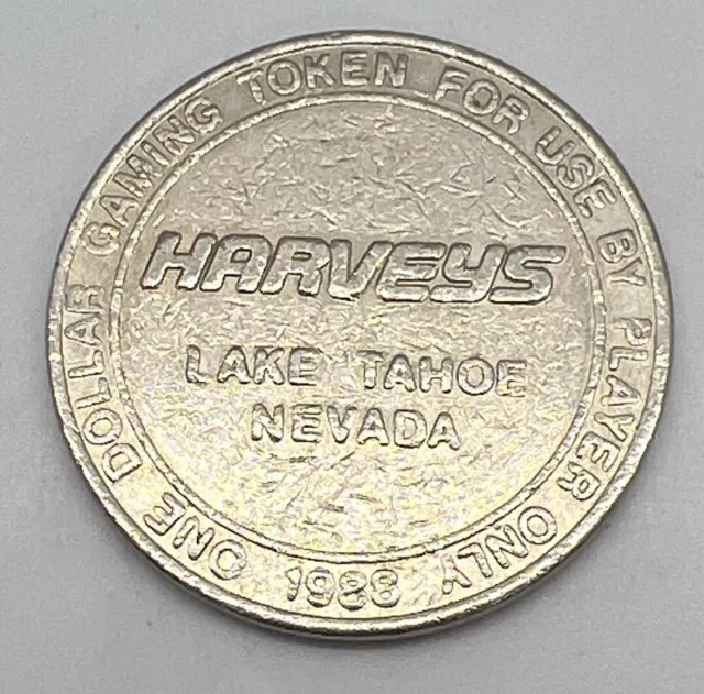 Harvey's Resort Hotel Casino $1 Slot Token South Lake Tahoe NV Nevada 1988