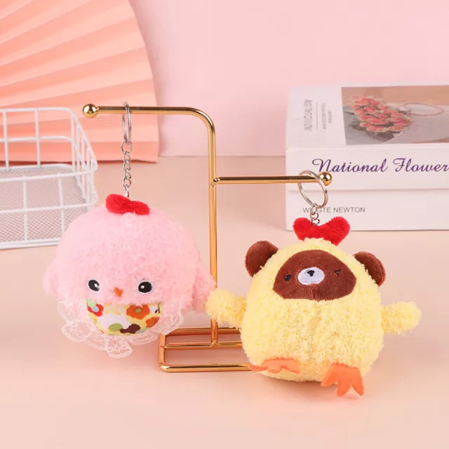 Cute Squatting Chicken Plush Doll Keychain Cheer Duck Bag Pendant Doll