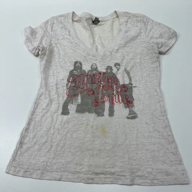 Motley Crue 2011 Women's White Burnout Graphic Band Music T-Shirt Size XL Motley Crue 2011 Women's White Burnout Graphic Band Music T-Shirt Size XL