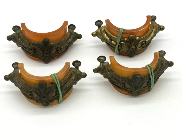 Antique Waterfall Drawer Pulls Bakelite Set Of 4 Distressed Condition
