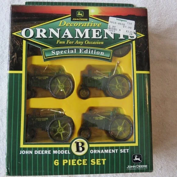 John Deere Tractor Model B 6 Piece Special Edition Christmas Ornaments