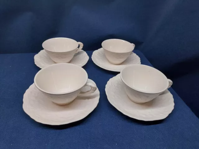 Vintage Steubenville Pottery "Rose Point" 4 Sets Cups/Saucers Retired