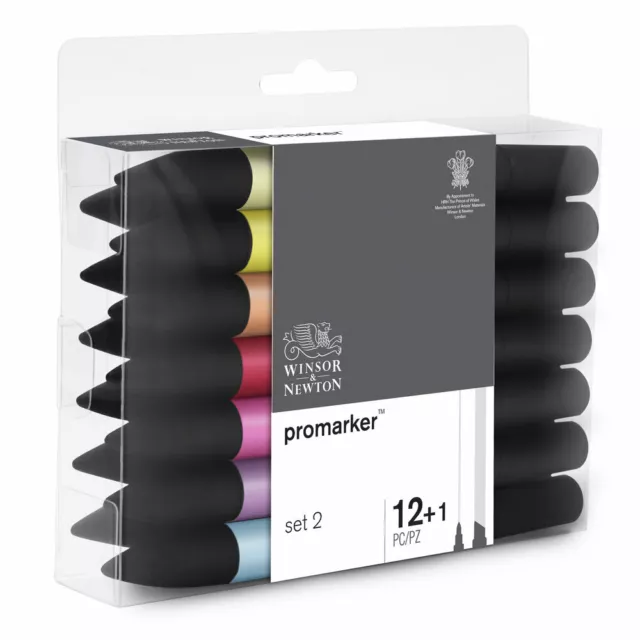 Winsor & Newton Promarker Twin Tip Alcohol Graphic Marker Pens 12+1 Set #2