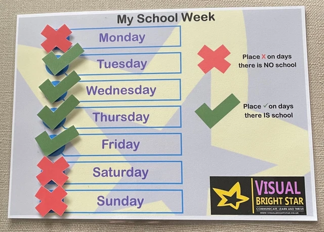 MY SCHOOL WEEK - ADHD Autism SEN PECS Visual Behavioural Aid £6.50 ...