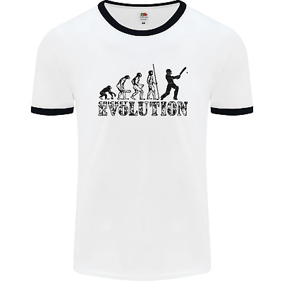 Evolution of a Cricketer Cricket Funny Mens White Ringer T-Shirt