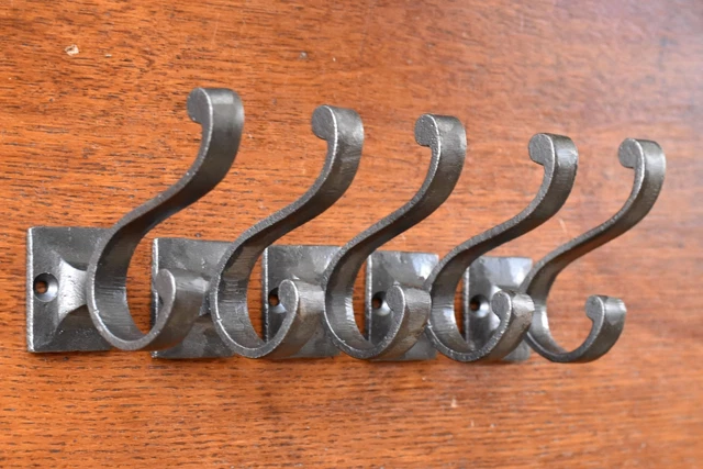 Five Lovely Classic Antique Style Cast Iron Double Coat Hook Hanger R16