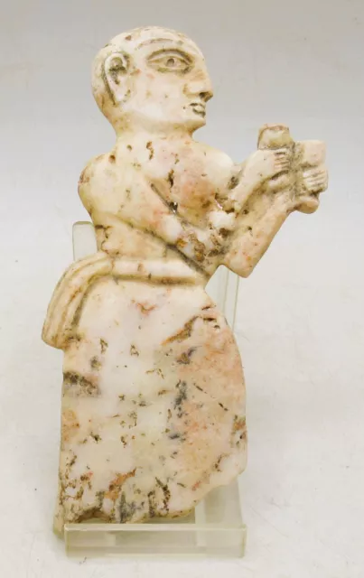 A376 Extremely Rare Ancient Suumerian Stone Worshipper Statuette Ca 3000Bce