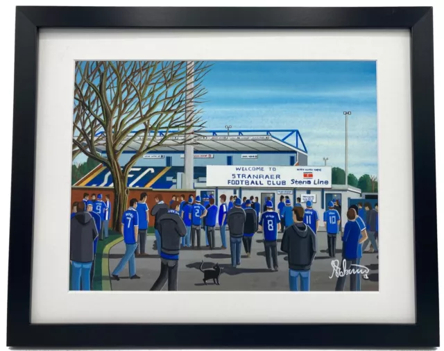 Stranraer F.C, Stair Park. High Quality Framed Football Art Print. Approx A4