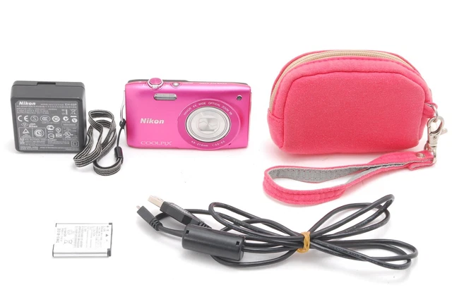 [ Near MINT w/Strap ] Nikon COOLPIX S3300 Digital Camera pink 6x From JAPAN