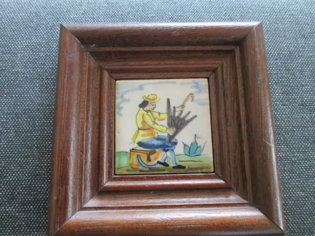Decorative Hand Painted Minature Vintage Tile Framed