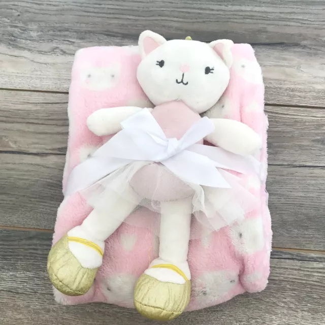 Baby Gear Blanket Set New Pink Fleece Cat Lovey Doll Kitten VHTF