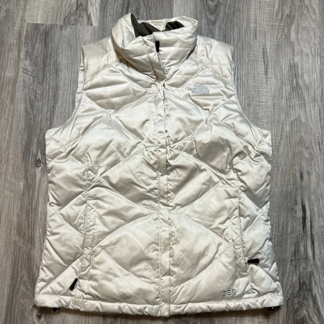 THE NORTH FACE Goose Down 550 Quilted Vest Jacket Silver Women's Size S ...