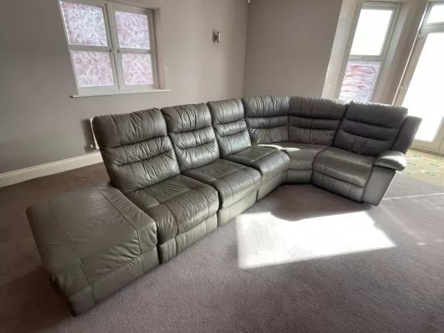 Grey Leather Corner Sofa