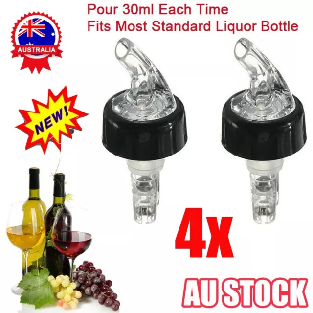 4X Liquor 30ml Shot Bottle Pourer Dispenser Spirit Nip Measure Wine Barware ToAL