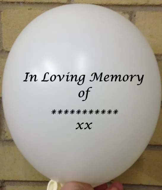 Personalised In Loving Memory Balloons Printed Forever in our Heart Funeral Name