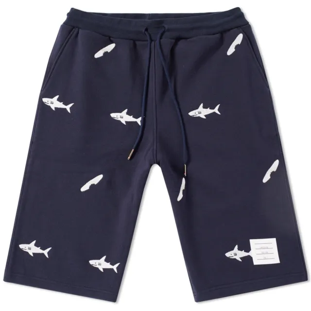 Thom Browne Embroidered Shark & Surfboard Sweat Short