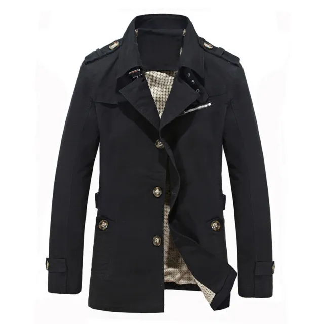 Fashion Men's Winter Slim Trench Coat Long Suit Jacket Overcoat Outwear S-5XL
