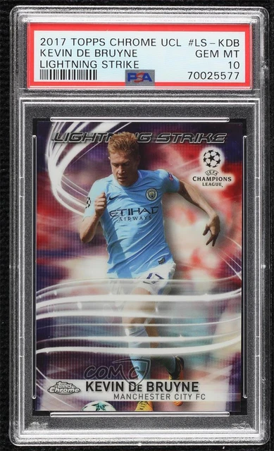 Carte Kevin De Bruyne PSA 10 - Topps Chrome UCL Blue Wave Refractor 04/75 #19, 2019/20, Rare !