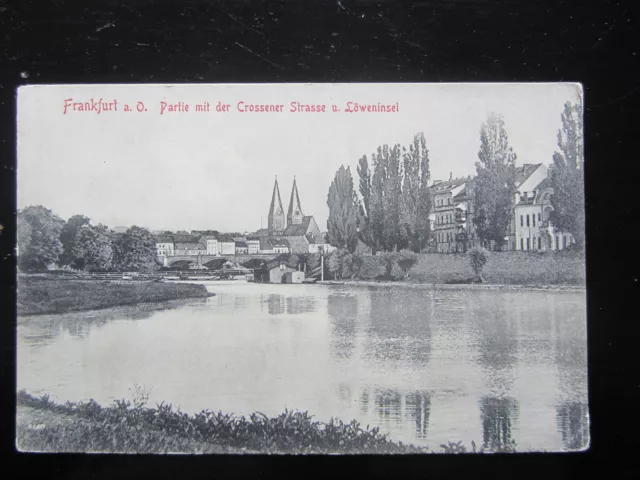 alte orig. AK  Frankfurt / Oder ca. 1910 Crossener Str. u. Löweninsel