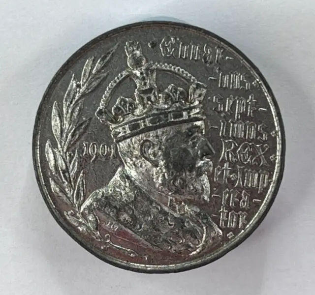 1901 King Edward VII Coronation Medallion Soft White Metal 37 mm diameter