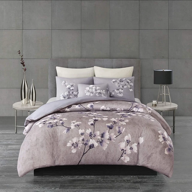 N Natori Sakura Cotton Comforter Reversible Solid Cherry-Blossom Flower Floral P