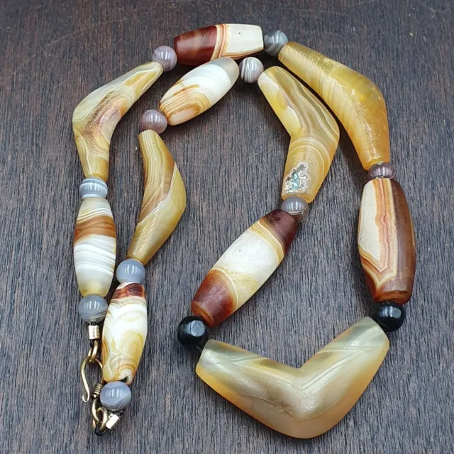 AA Antique Yemeni Old Crystal Agate Middle Eastern yellow Agate Beads necklace