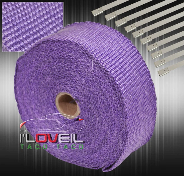 10M Header Engine High Temp Reducing Heat Fiberglass Heat Wrap Purple