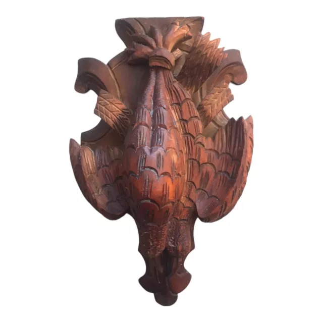 Black Forest Hunting Plaque Figural Wood Carving Birds Antique Vintage 12" x 7"