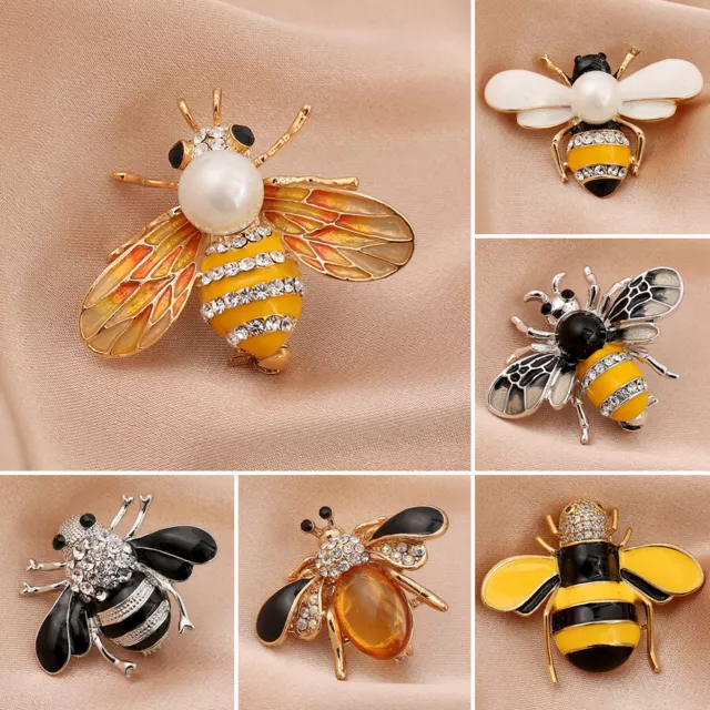 Fashion Enamel Pearl Bee Animal Brooch Pin Corsage Pin Women Men Jewelry Gift