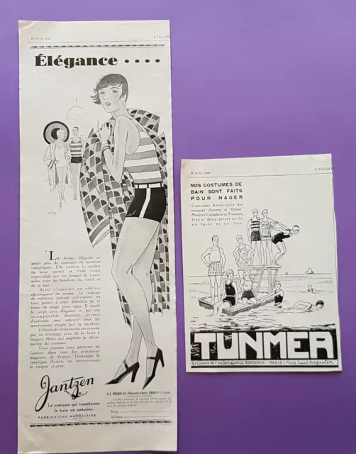 MAILLOTS DE BAIN TUNMER et JANTZEN  - LOT de 2 PUBLICITE 1923 -   Print AD 1588