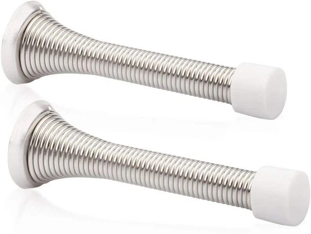 2 Pack Spring Door Stopper Brushed Satin Nickel- 3-1/4"Flexible Spring Door Stop
