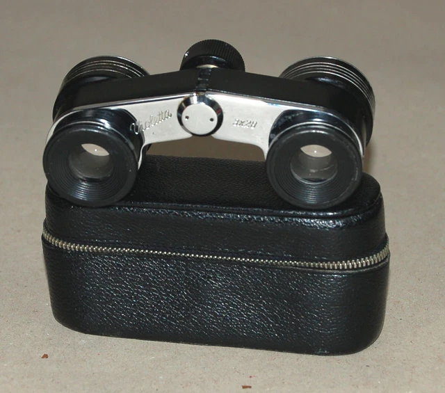 Vintage Fernglas Opernglas Theaterglas Violetta 3x28 schwarz chrom - mit Köcher