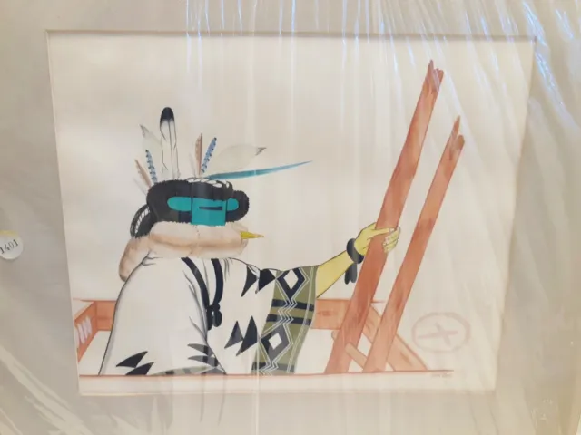 PERCY SANDY Kai-Sa ORIGINAL SIGNED Watercolor PAINTING Art "The Zuni Kiva Bird" 2