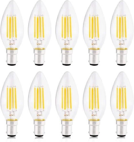 B15 Candle Bulb, Small Bayonet LED Bulbs 4W Equivalent 10 Count (Pack of 1)