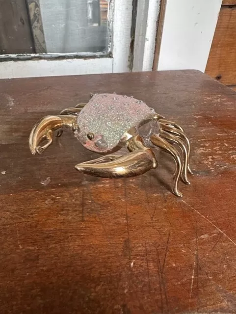 Blown Glass Gold Crab Figure / Figurine / Christmas Ornament